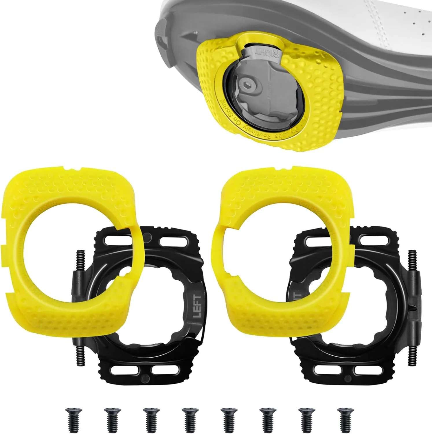1 Pair Quick Release Cycling Shoes Cleats Self-Locking Pedal Aerodynamic for Wahoo for SpeedPlay for Zero (Yellow)