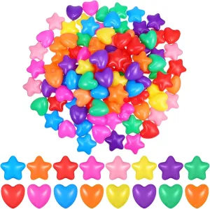 100 Pcs Star Ball Pit Balls, Colorful Heart-Shaped Ocean Balls Plastic Balls for Kids Pool Pit Birthday Party Playhouse Play Tent Playpen (No Phthalate)