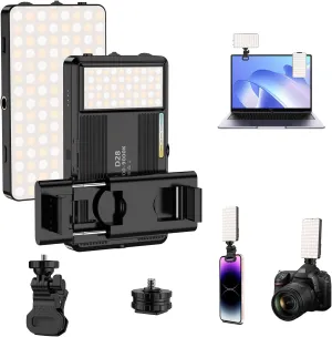 129 LED Phone Light, Linber Dual-Sided Selfie Lights for iPhone/Laptop/Camera, Front & Back Clips, CRI 95 , 2500-9000K, 3 Light Mode, 3000Mah Rechargeable Clip On Lights for TikTok/Makeup/Live (D28)