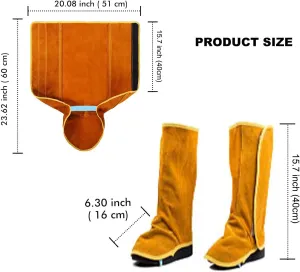 15.7 Inch Leather Welding Spats, Fire Resistant Welding Boot & Shoes Covers,Heat and Abrasion Welding Boot Covers Protection,Welding Foot Cover,Welding Safety Shoes Protectors, Welding Gaiters,1 Pair