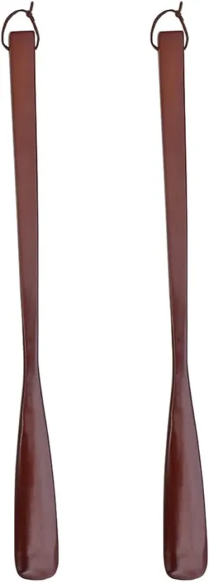 2PCS Wooden Shoe Horn Long Handle Boot Horn Handhold Shoe Lifter Shoe Helper Stick for Seniors Men Women