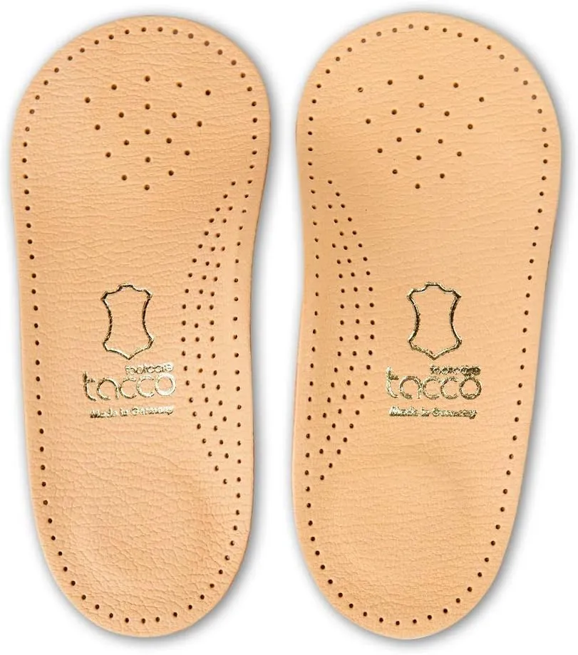 3/4 Light Orthotic Shoe Insoles Inserts Tacco Elastic – Light Arch Support and Shock Absorbing Pads – Vegetable Tanned Leather – Made in Germany (37 EUR/US L6)