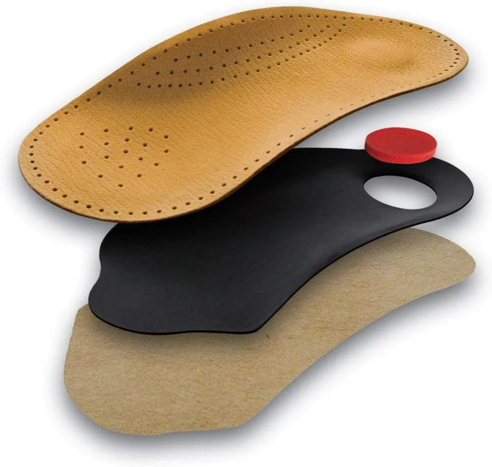 3/4 Light Orthotic Shoe Insoles Inserts Tacco Elastic – Light Arch Support and Shock Absorbing Pads – Vegetable Tanned Leather – Made in Germany (37 EUR/US L6)
