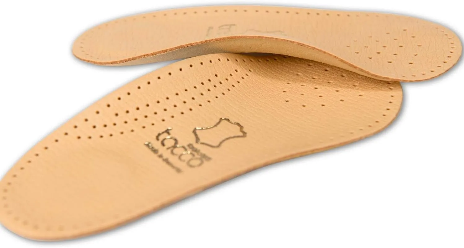 3/4 Light Orthotic Shoe Insoles Inserts Tacco Elastic – Light Arch Support and Shock Absorbing Pads – Vegetable Tanned Leather – Made in Germany (37 EUR/US L6)