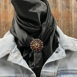 35X35"  Solid Black Wild Rag / Scarf - Copper Jet, Champagne, & Topaz Slide WRSC4A