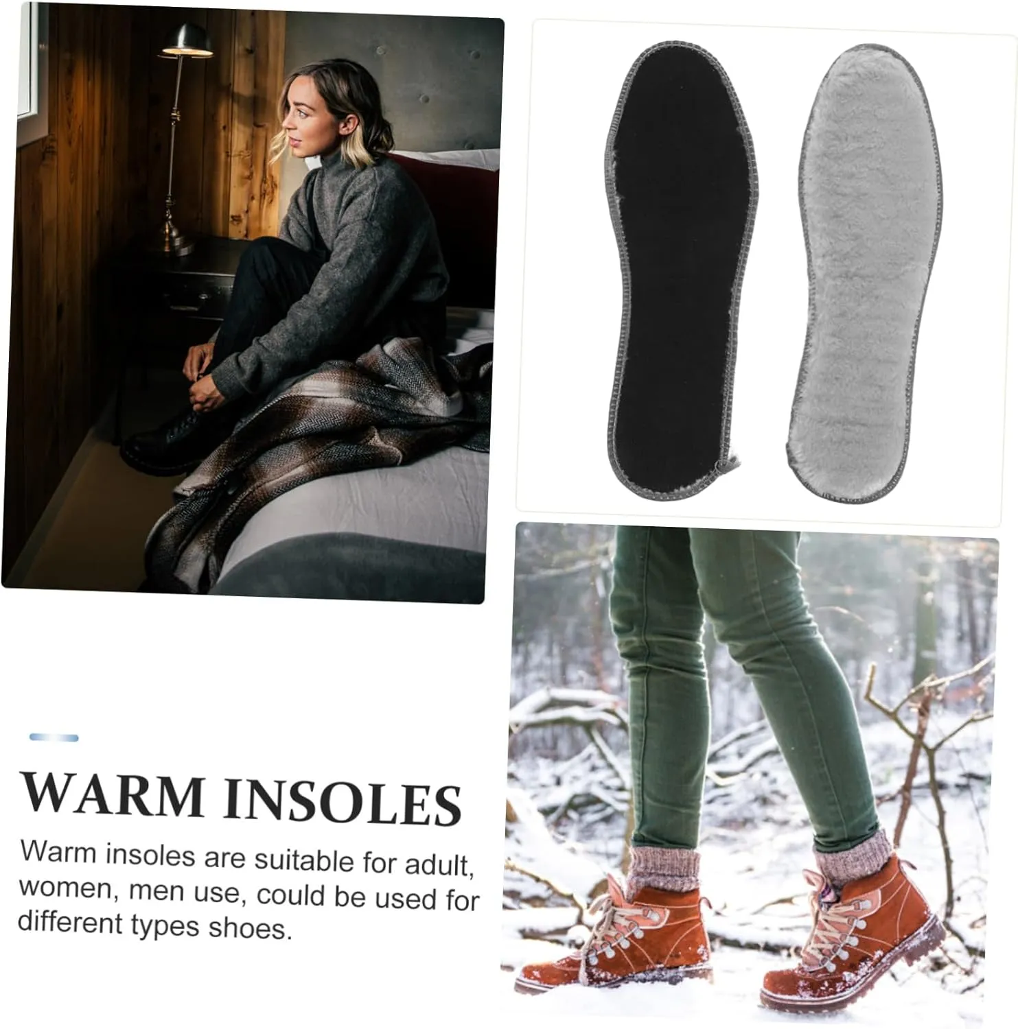4 Pairs Winter Fluffy Insoles for Women Thickened Thermal Shoe Inserts Plush Cushioned Boot Liners Non Slip Design for Keeping Feet Warm and Cozy