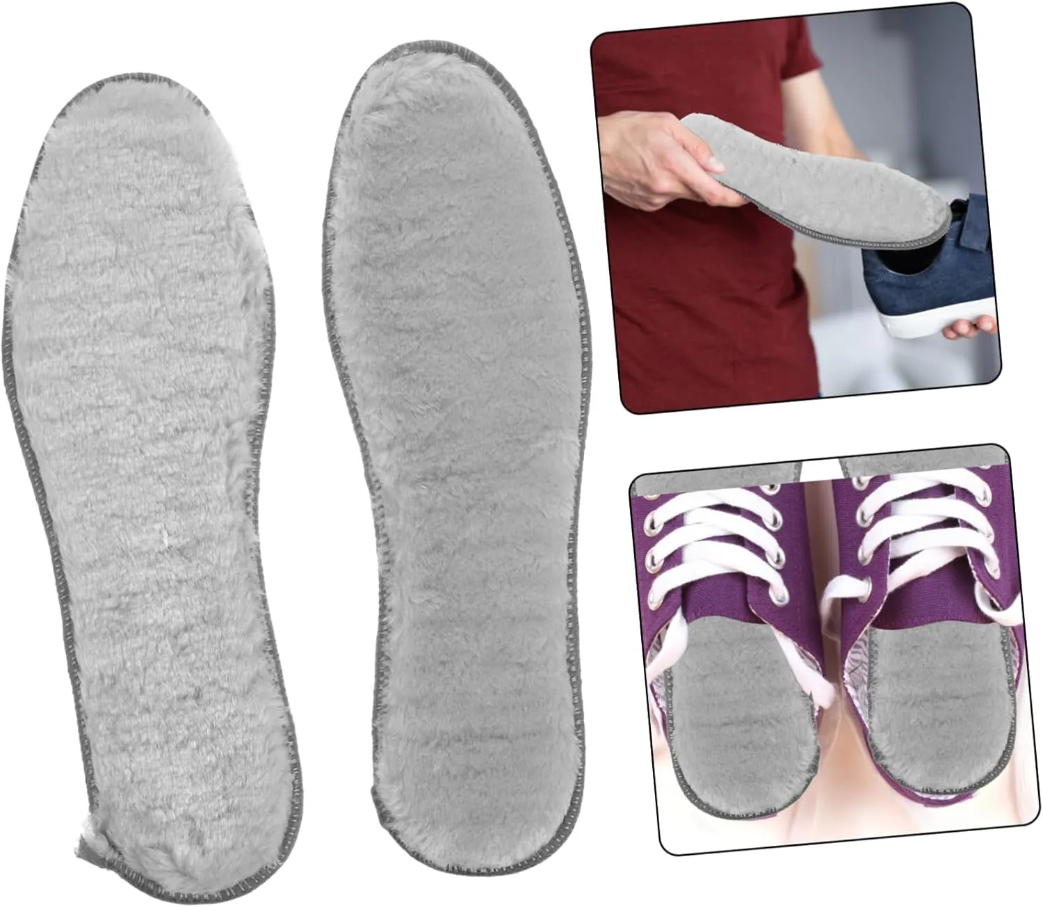 4 Pairs Winter Fluffy Insoles for Women Thickened Thermal Shoe Inserts Plush Cushioned Boot Liners Non Slip Design for Keeping Feet Warm and Cozy