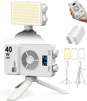 40W Portable LED Video Light, 4000mAh Camera Light, 3000-7000K, CRI/TLCI≥95, 215g LED DSLR Photography Lighting for YouTube/TikTok/Vlogging