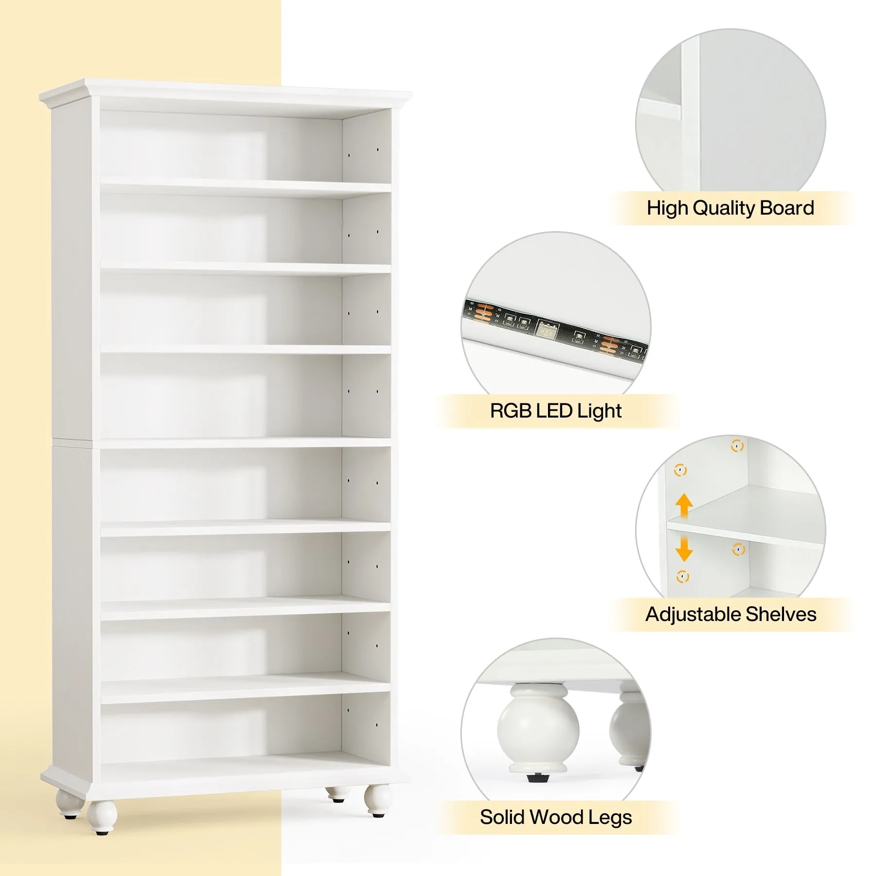 67 Inches Tall Modern Shoe Storage Cabinet with LED Light for Bedroom Living Room Entryway