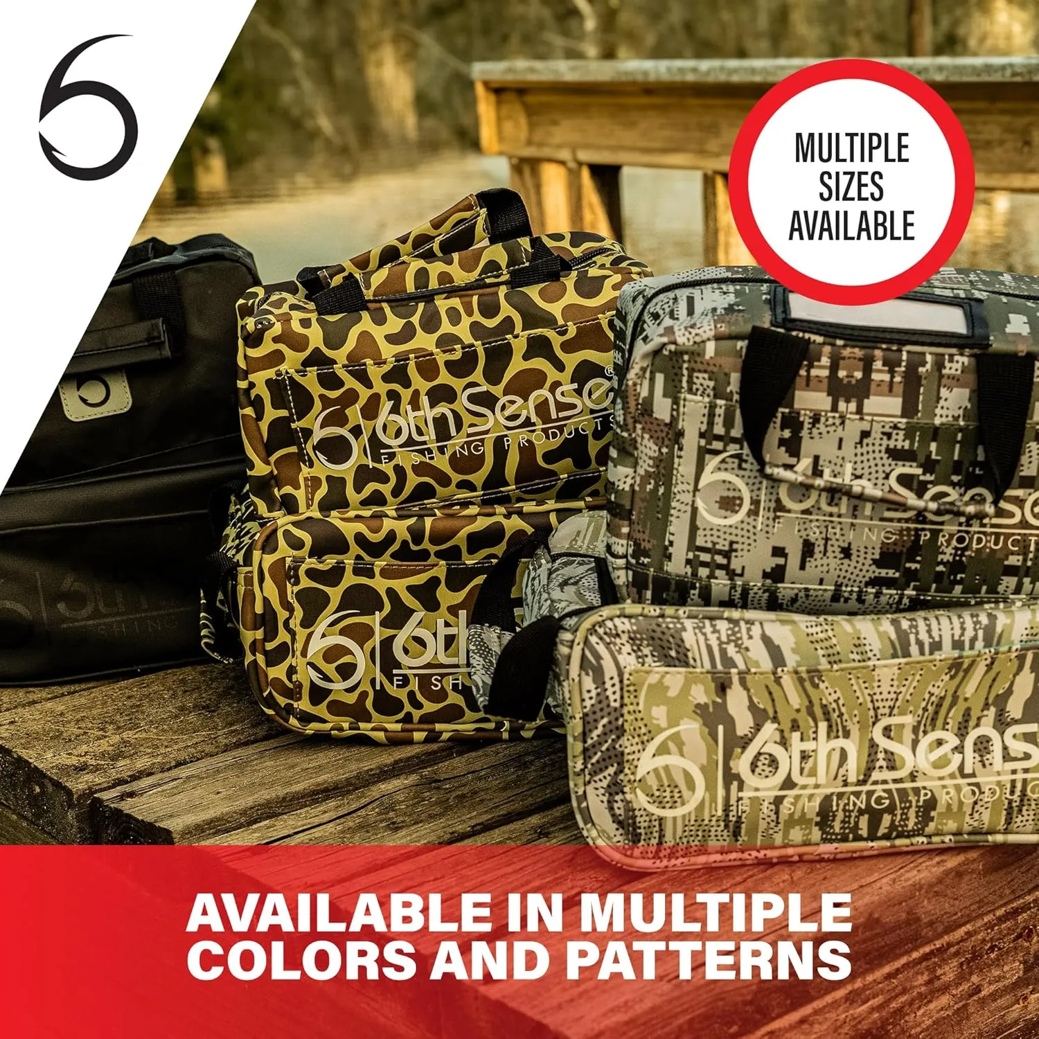 6th Sense Fishing Large Bait Bag – Durable Soft-Sided Storage for Soft Plastics (Ridgeline Camo - Green)