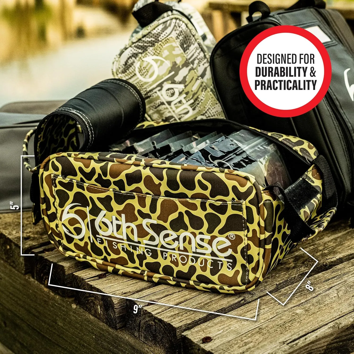 6th Sense Fishing Large Bait Bag – Durable Soft-Sided Storage for Soft Plastics (Ridgeline Camo - Green)