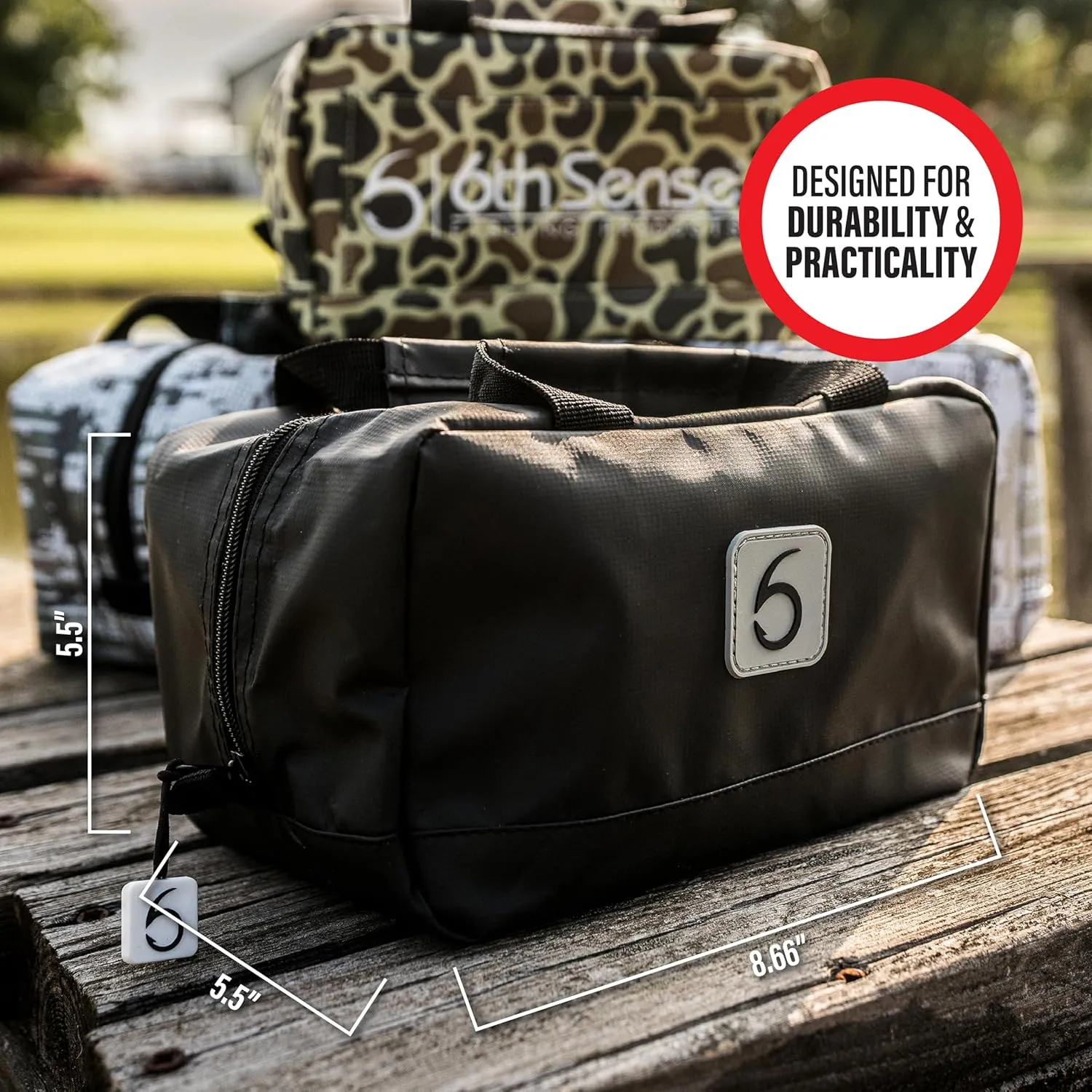 6th Sense Fishing Small Bait Bag – Durable Soft-Sided Storage for Soft Plastics (Willis Camo - Brown)