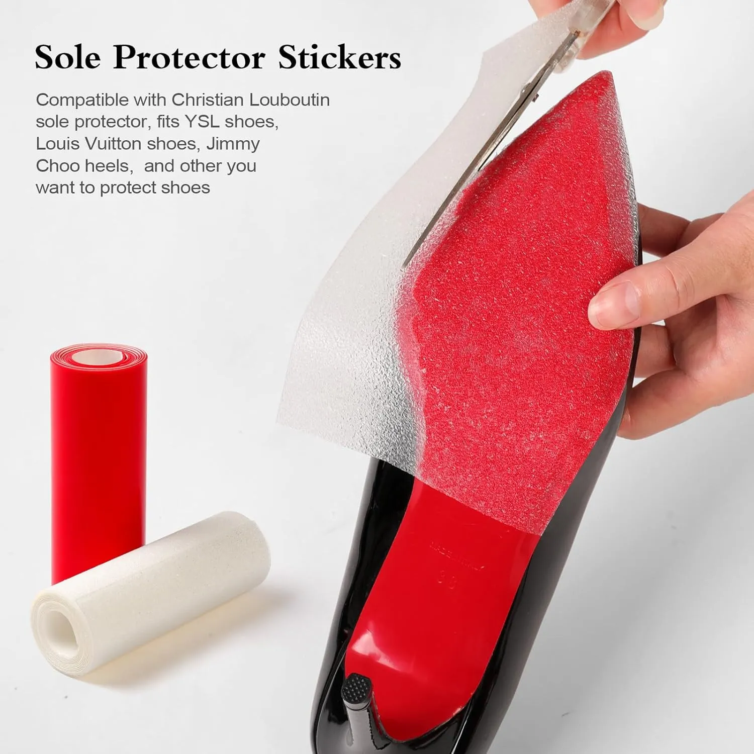 79 in Clear Sole Protector for High Heel Shoes, Anti-Slip Shoe Sole Guard, Transparent Louboutin Sole Protector for Red Bottom Heels & Sneakers(5 in *79 in)