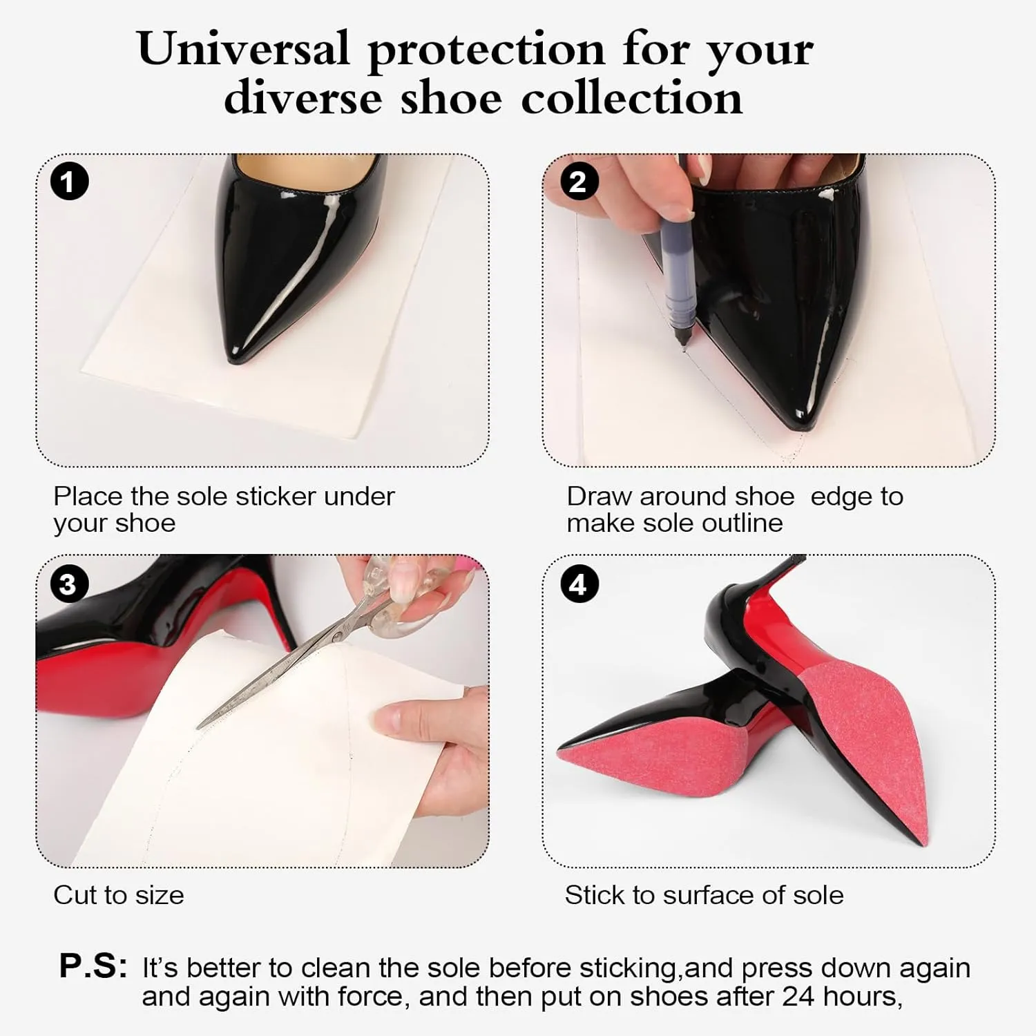 79 in Clear Sole Protector for High Heel Shoes, Anti-Slip Shoe Sole Guard, Transparent Louboutin Sole Protector for Red Bottom Heels & Sneakers(5 in *79 in)