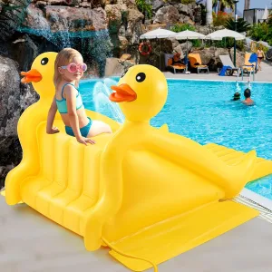 98 Inch Giant Inflatable Duck Pool Slide Large 3D Inflatable Water Slide Outdoor Water Play Summer Swimming Pool Play Game Toy for Kids and Adults Above Ground Parties