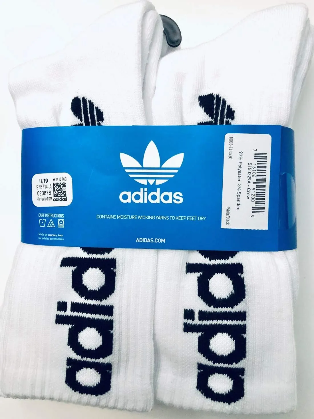 adidas Mens 6 Pack Athletic Crew Socks (Shoe: 6-13)