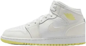Air Jordan 1 Mid Big Kids' Shoes (FD8780-181, Sail/White/Light Laser Orange) Size 5