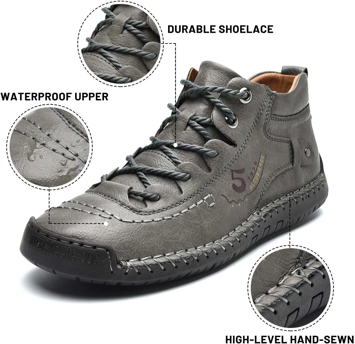 alcubieree Mens Casual Leather Shoes Ankle Chukka Boots Slip On Lightweight Loafers Mid top Walking Driving Shoes for Male