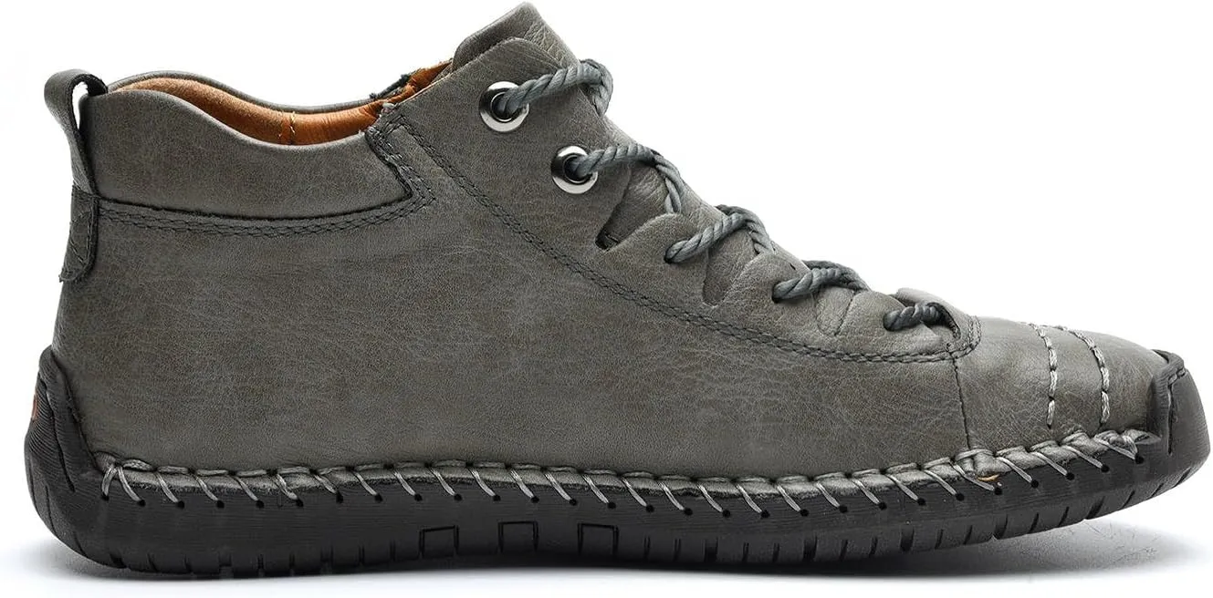 alcubieree Mens Casual Leather Shoes Ankle Chukka Boots Slip On Lightweight Loafers Mid top Walking Driving Shoes for Male