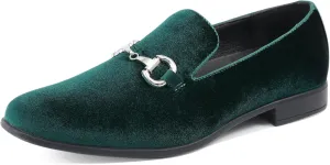 Amali Bradford - Microfiber Men's Slip-On Loafer with Gold Metal Bit - Smoking Slip On Dress Shoes for Men - Microfiber Formal Loafers for Men