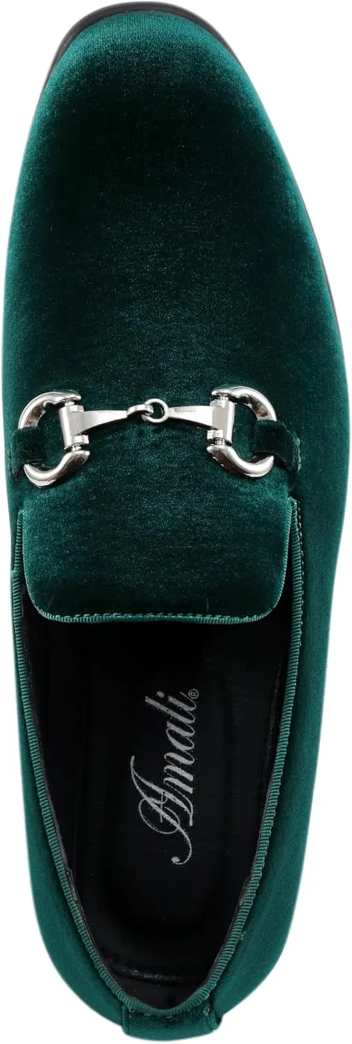 Amali Bradford - Microfiber Men's Slip-On Loafer with Gold Metal Bit - Smoking Slip On Dress Shoes for Men - Microfiber Formal Loafers for Men