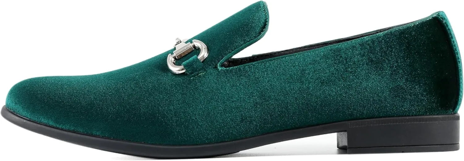 Amali Bradford - Microfiber Men's Slip-On Loafer with Gold Metal Bit - Smoking Slip On Dress Shoes for Men - Microfiber Formal Loafers for Men