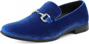 Amali Bradford - Microfiber Men's Slip-On Loafer with Gold Metal Bit - Smoking Slip On Dress Shoes for Men - Microfiber Formal Loafers for Men