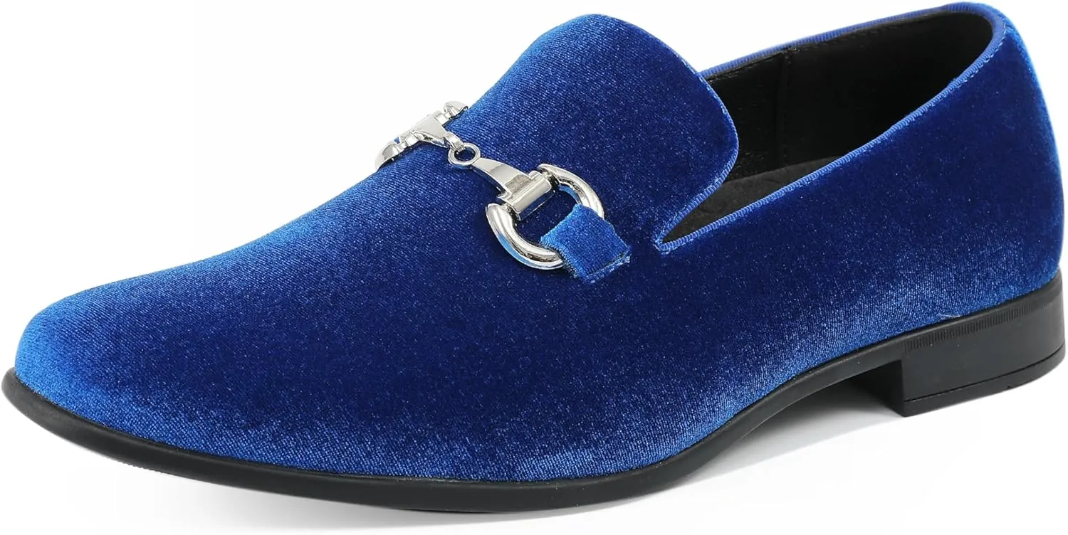 Amali Bradford - Microfiber Men's Slip-On Loafer with Gold Metal Bit - Smoking Slip On Dress Shoes for Men - Microfiber Formal Loafers for Men