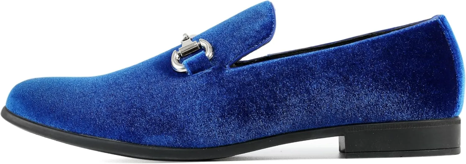 Amali Bradford - Microfiber Men's Slip-On Loafer with Gold Metal Bit - Smoking Slip On Dress Shoes for Men - Microfiber Formal Loafers for Men