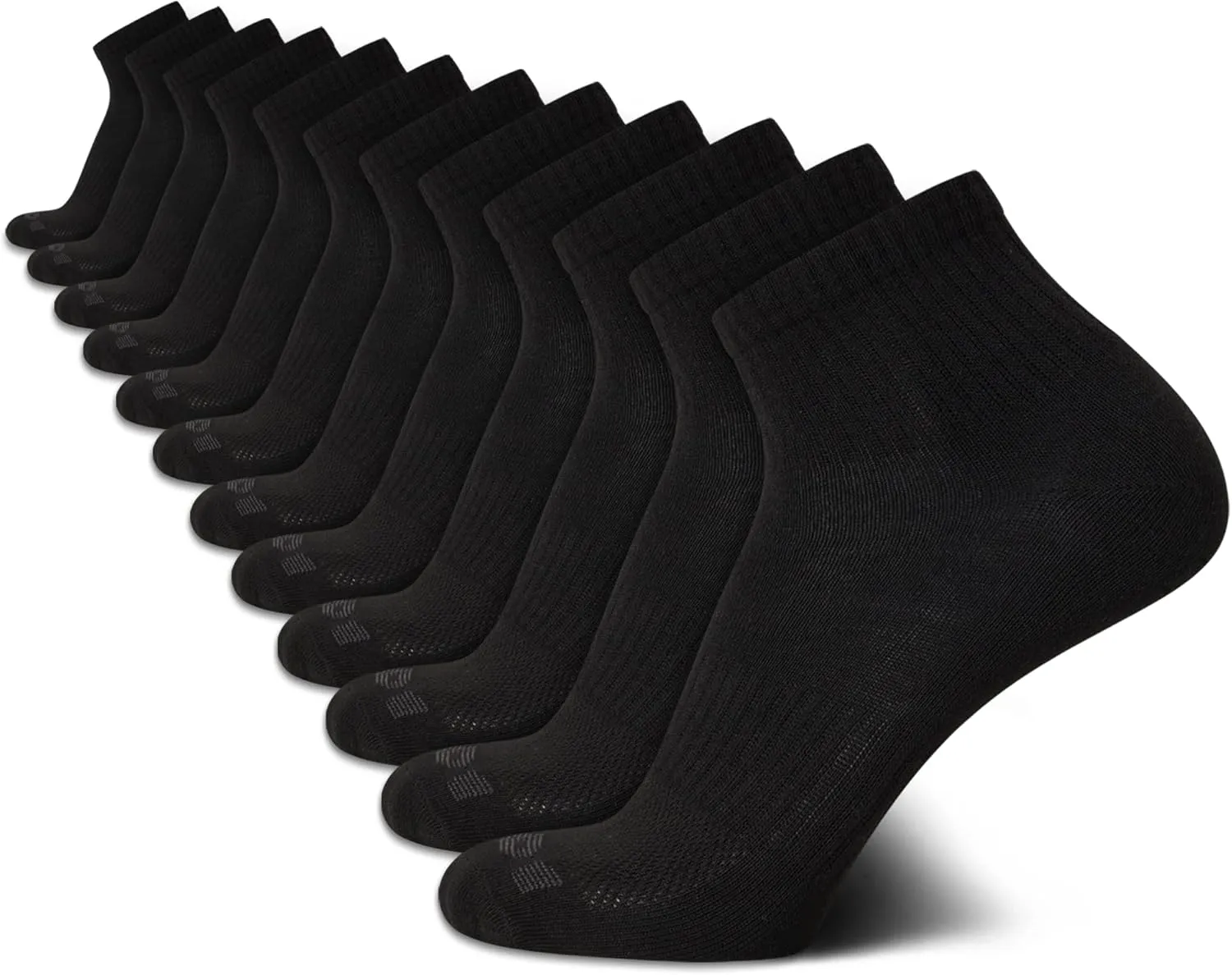 AND1 Men's Socks - PROPLATINUM Lightweight Quarter Cut Socks (12 Pack)