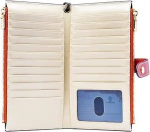 ANDOILT Women's Genuine Leather Wallet RFID Blocking Credit Card Holder Zipper Purse Cell Phone Handbag