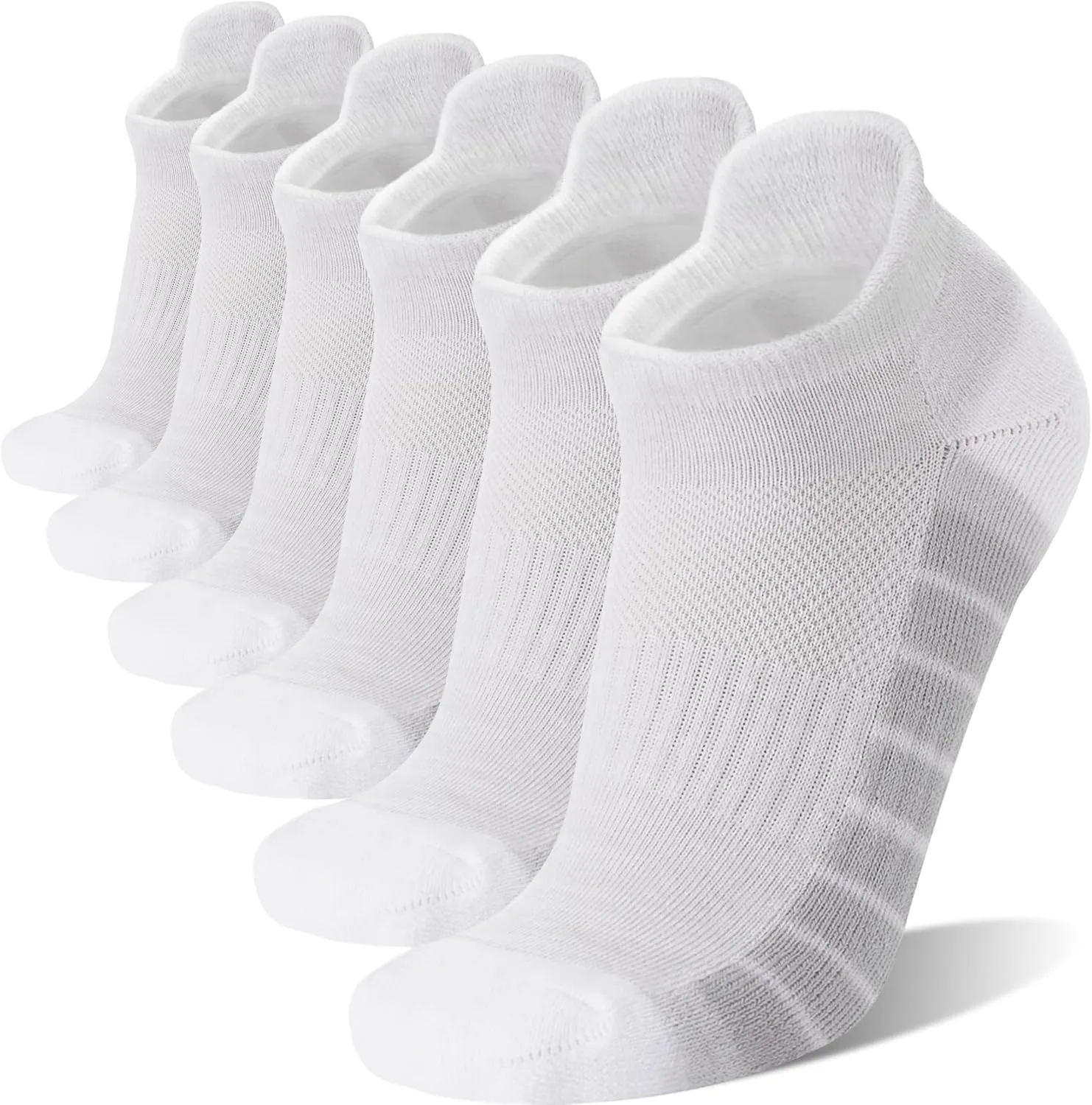Ankle No Show Running Hiking Athletic Socks Sports Compression Cotton Cushioned Socks 6 Pairs for Women Men