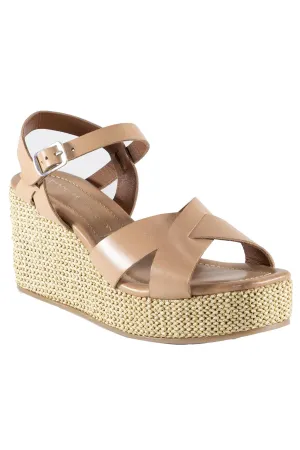 Antares Natural Leather Wedge Strappy Sandal