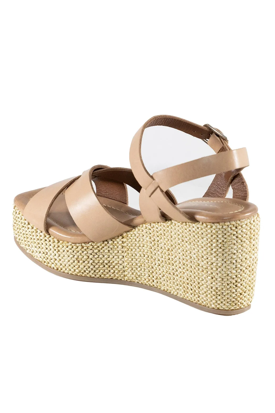 Antares Natural Leather Wedge Strappy Sandal