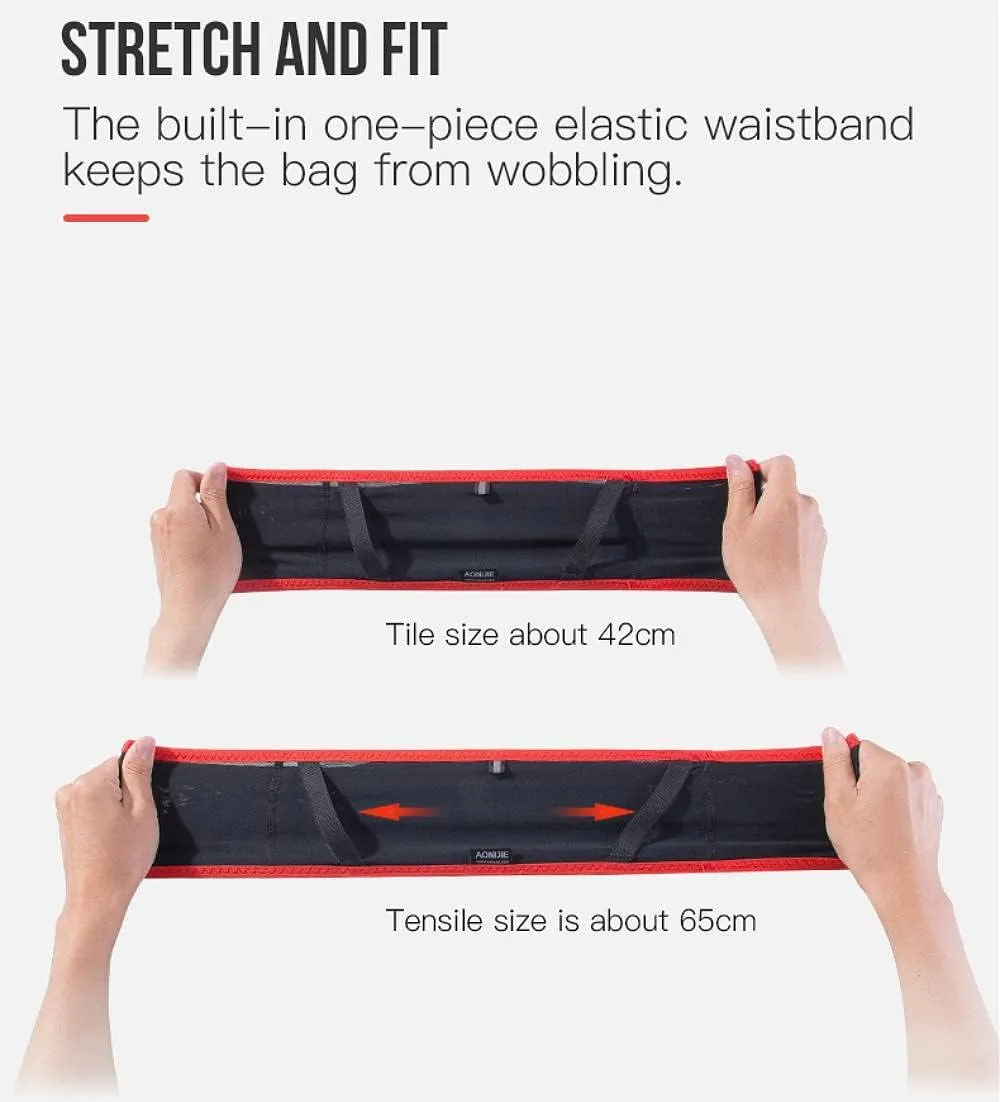 AONIJIE Running Belt Fanny Pack with 250ml Soft Water Bottle Flask for Women Men, Moisture Wicking Waist Pack Great for Marathon Climbing Jogging Cycling, for 6.8in Mobile Phone (Black Red: L/XL)