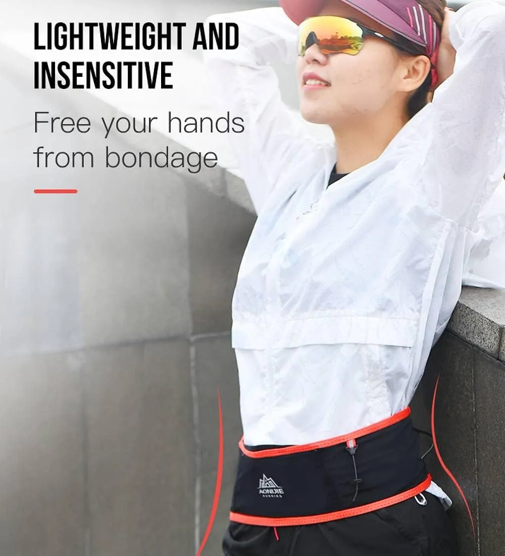 AONIJIE Running Belt Fanny Pack with 250ml Soft Water Bottle Flask for Women Men, Moisture Wicking Waist Pack Great for Marathon Climbing Jogging Cycling, for 6.8in Mobile Phone (Black Red: L/XL)