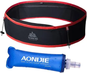 AONIJIE Running Belt Fanny Pack with 250ml Soft Water Bottle Flask for Women Men, Moisture Wicking Waist Pack Great for Marathon Climbing Jogging Cycling, for 6.8in Mobile Phone (Black Red: L/XL)