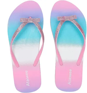 Ataiwee Girls Flip Flop Sandals - Kids Printed Slide Shoes for Little/Big Kid.