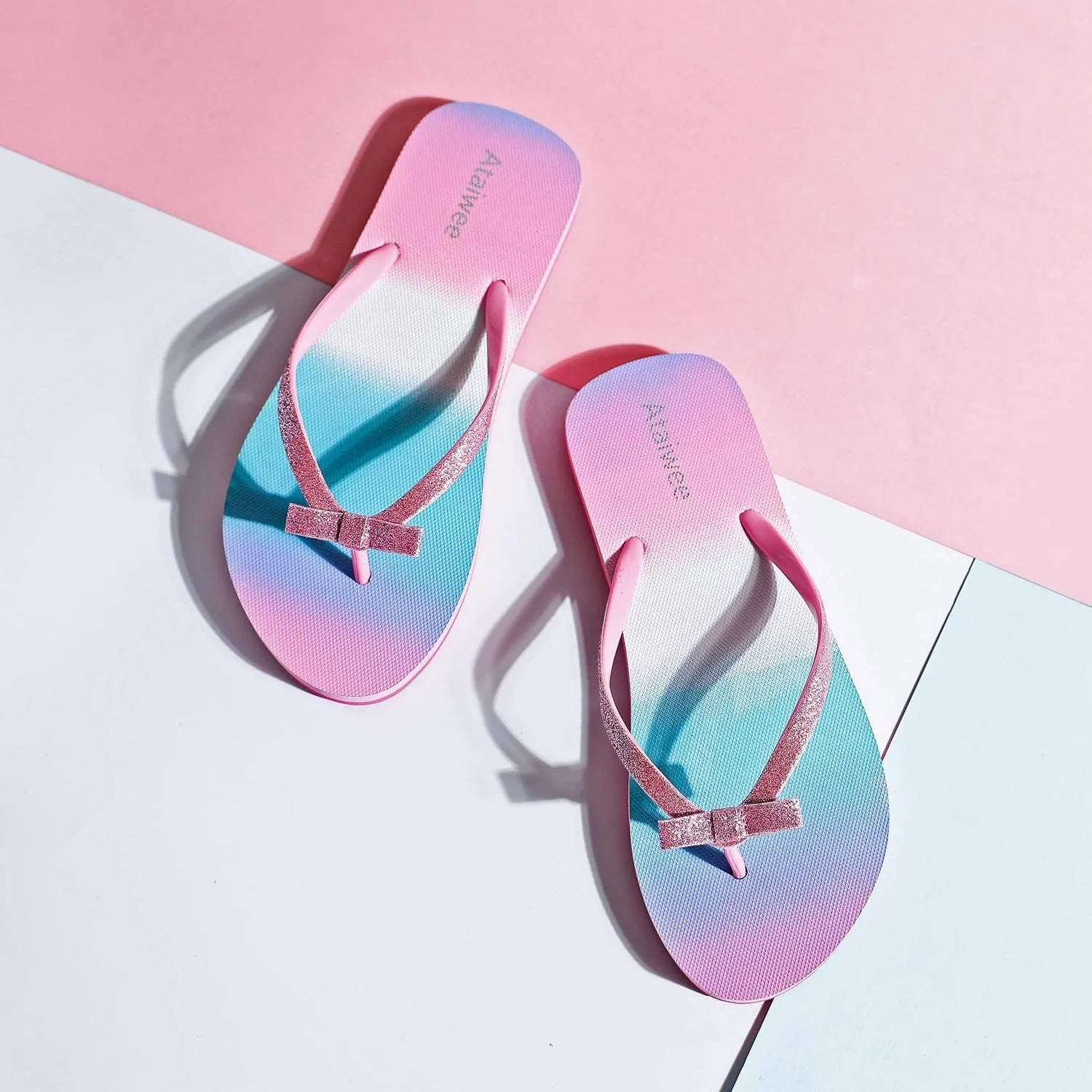 Ataiwee Girls Flip Flop Sandals - Kids Printed Slide Shoes for Little/Big Kid.