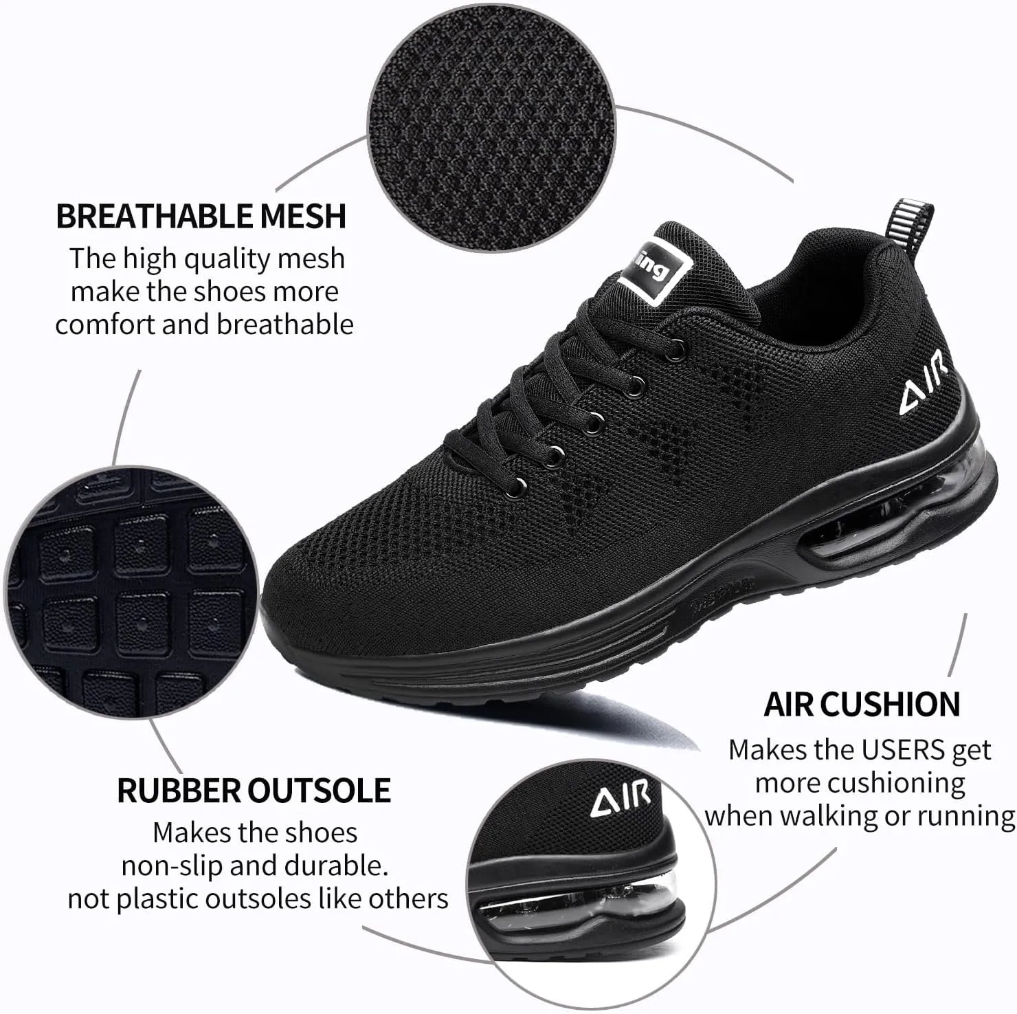 AUPERF Men's Air Running Shoes Lightweight Breathable Workout Footwear Walking Sports Tennis Sneaker