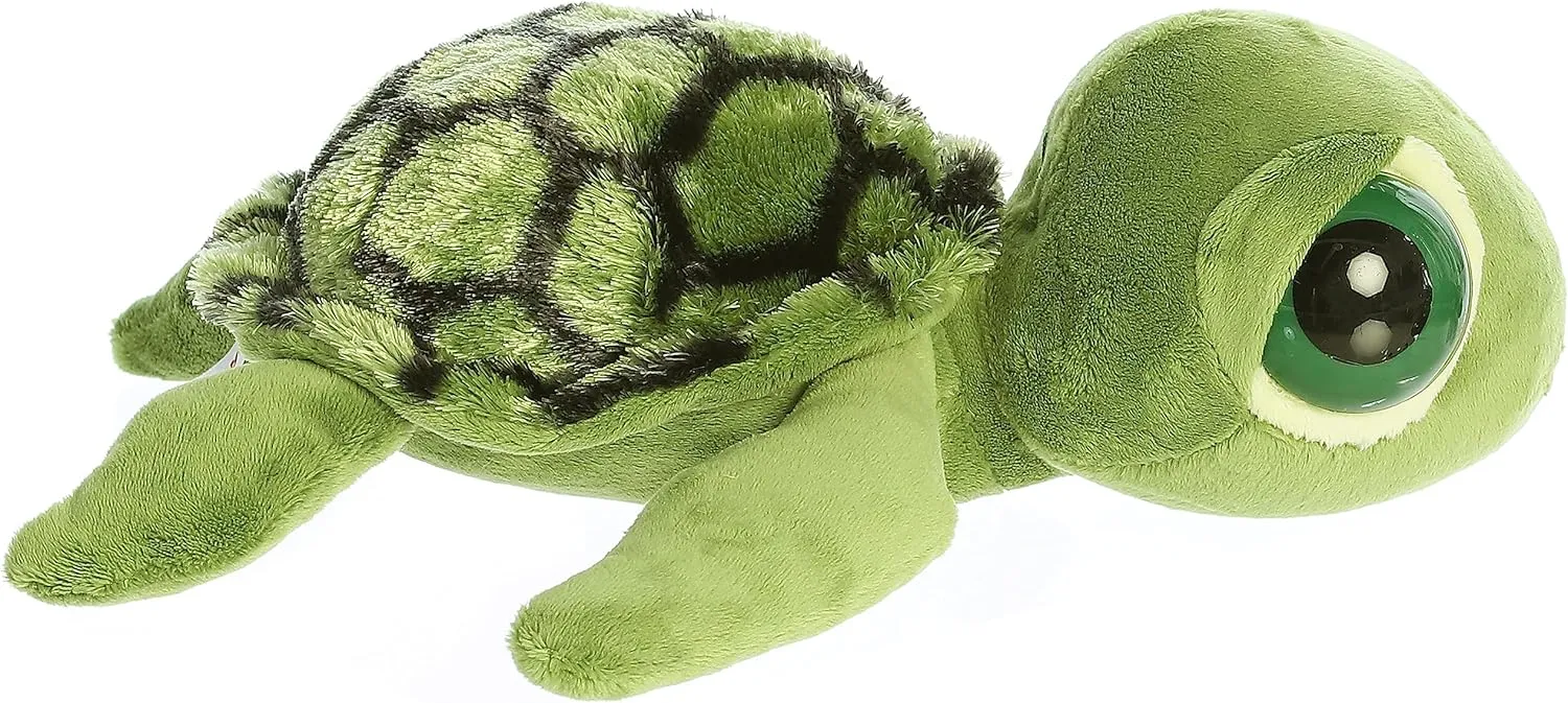 Aurora® Enchanting Dreamy Eyes™ Slide Sea Turtle Stuffed Animal - Captivating Gaze - Aesthetic Appeal - Green 10 Inches