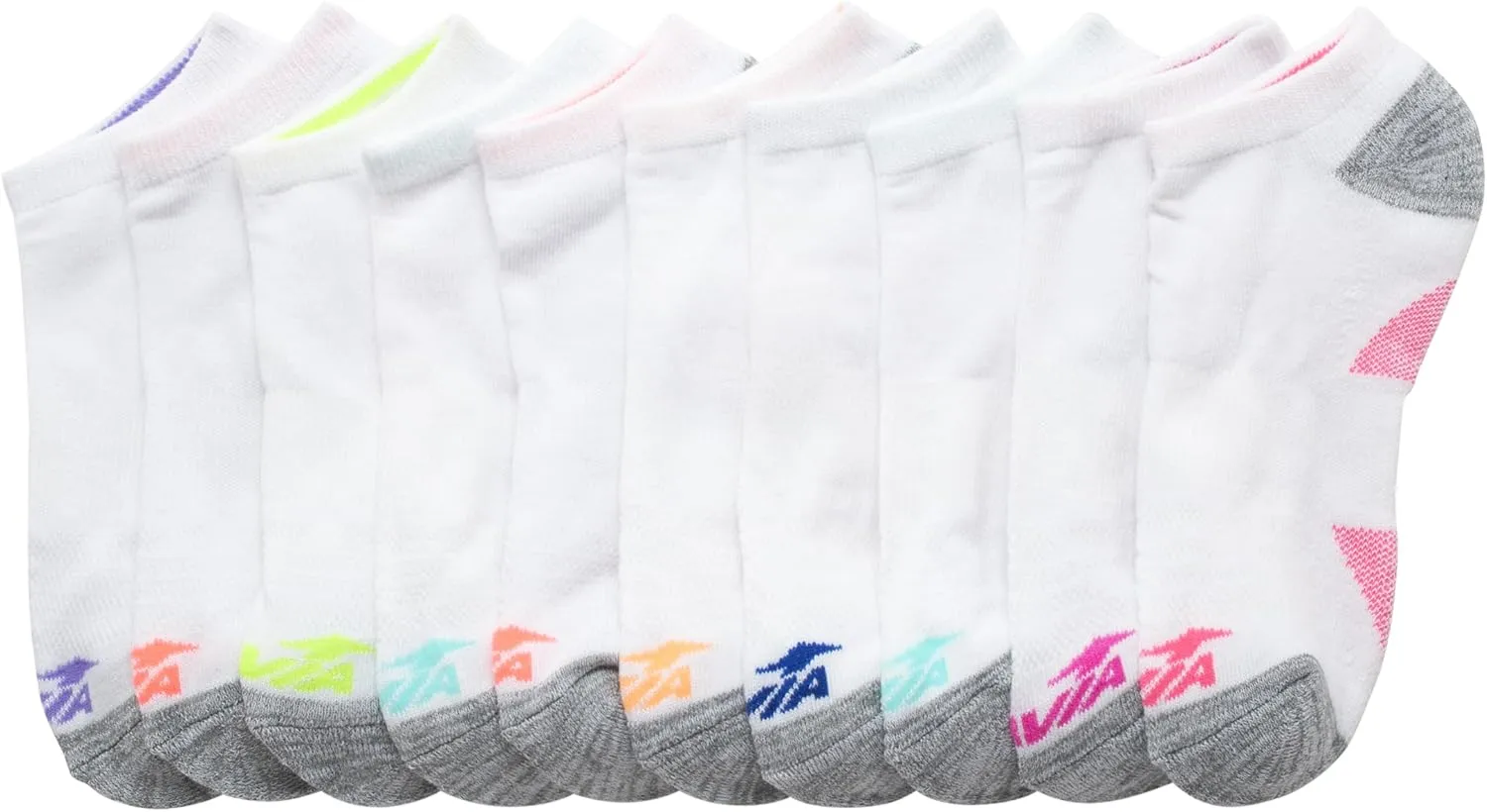 Avia Girls' Socks - 10 Pack Athletic Low Cut No Show Cushioned Liners