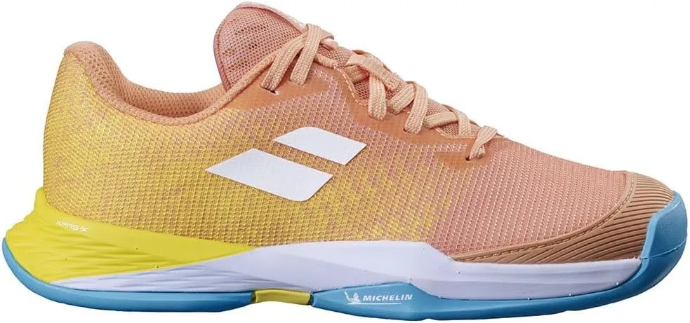Babolat Jet Mach 3 Junior All Court Girl Tennis Shoes (Coral/Gold Fusion) (Coral/Gold Fusion, US Footwear Size System, Big Kid, Numeric, Medium, 4.5)