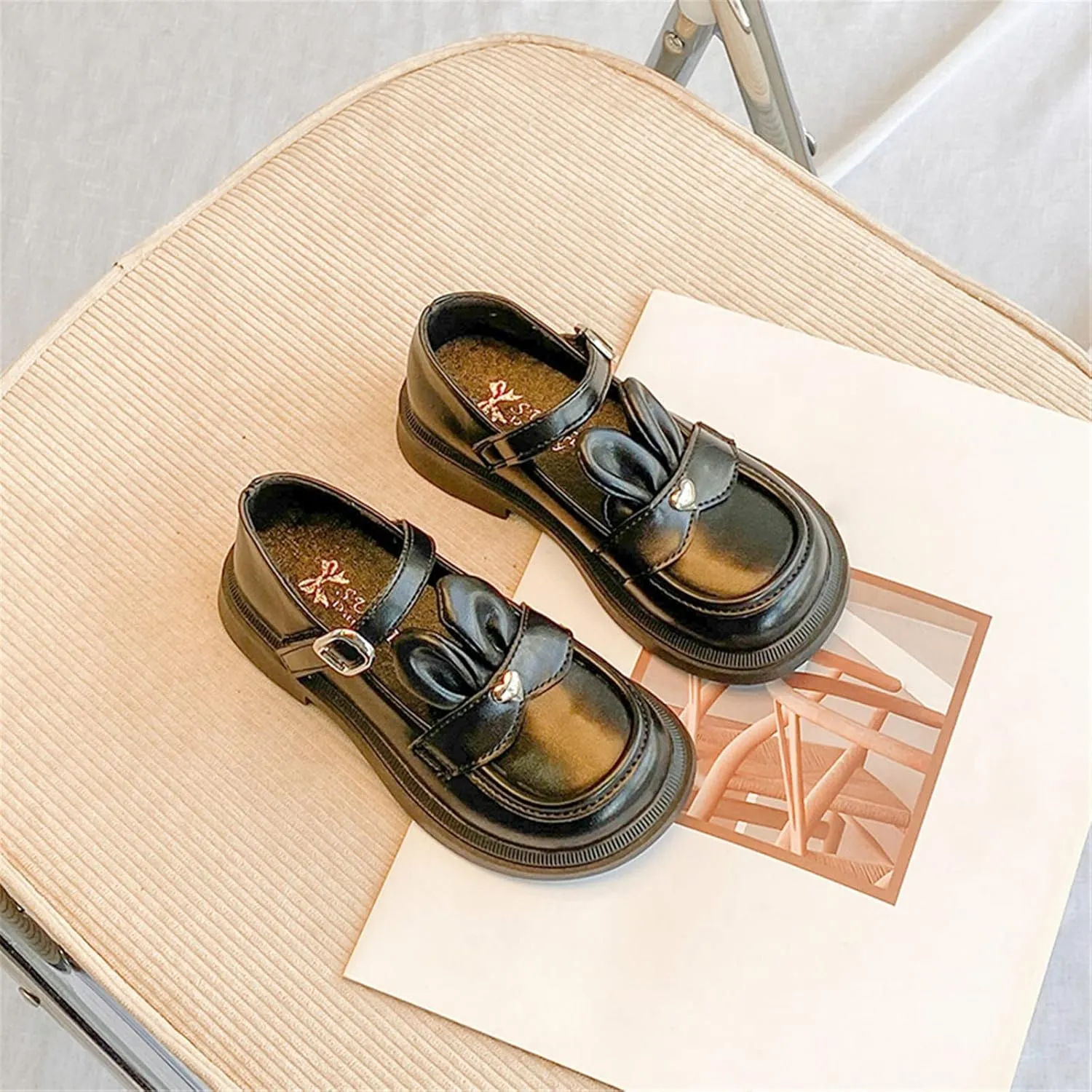 Baby Girls Sandals Size 5 Girls Leather Rabbit Design Soft Round Toe Princess Dress Flat Shoes(Little Fashion Baby Shoes