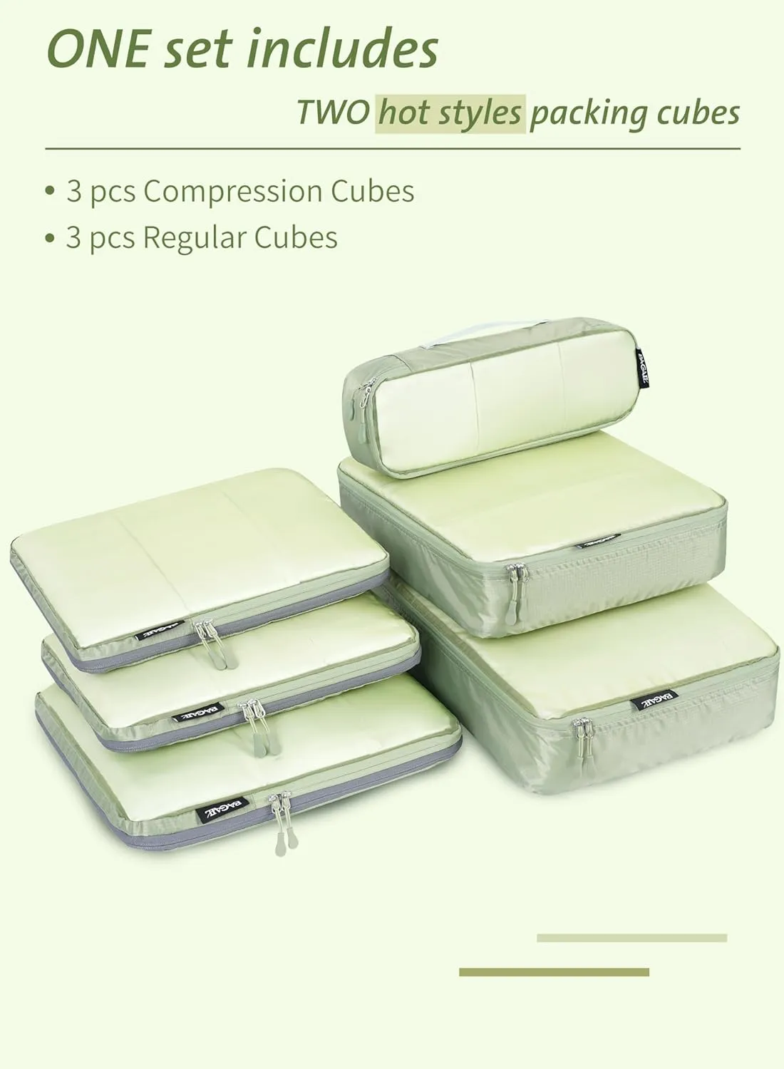 Bagail Ultralight Compression Cubes 7 Set - 3 Packing Cubes, 3 Organizers, and 1 Shoe Bag