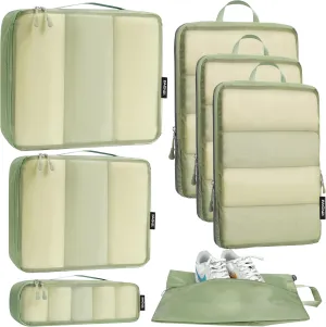 Bagail Ultralight Compression Cubes 7 Set - 3 Packing Cubes, 3 Organizers, and 1 Shoe Bag