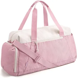 BAGSMART Gym Bags for Men Women, Foldable Travel Duffle Bag, Lightweight Weekender Duffel Bag With Shoe Compartment, Water Resistant Workout Duffle Sports Bag for Travel Yoga, Dark Pink