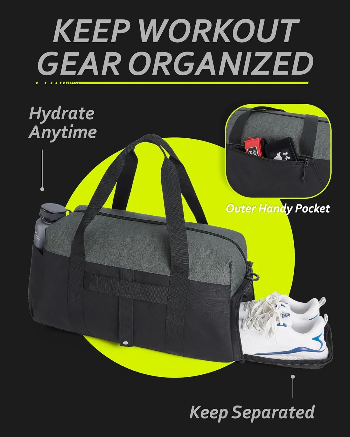 BAGSMART Gym Bags for Men Women, Foldable Travel Duffle Bag, Lightweight Weekender Duffel Bag With Shoe Compartment, Water Resistant Workout Duffle Sports Bag for Travel Yoga, Dark Pink
