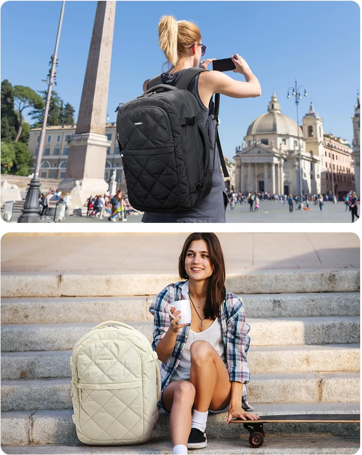 BAGSMART Travel Backpack, 30L Flight Approved Carry on Backpack with Door Lock, TSA Personal Item Backpack with 15.6 Inch Laptop Compartment & Shoe Bag,Suitcase for Travel, Classic Black