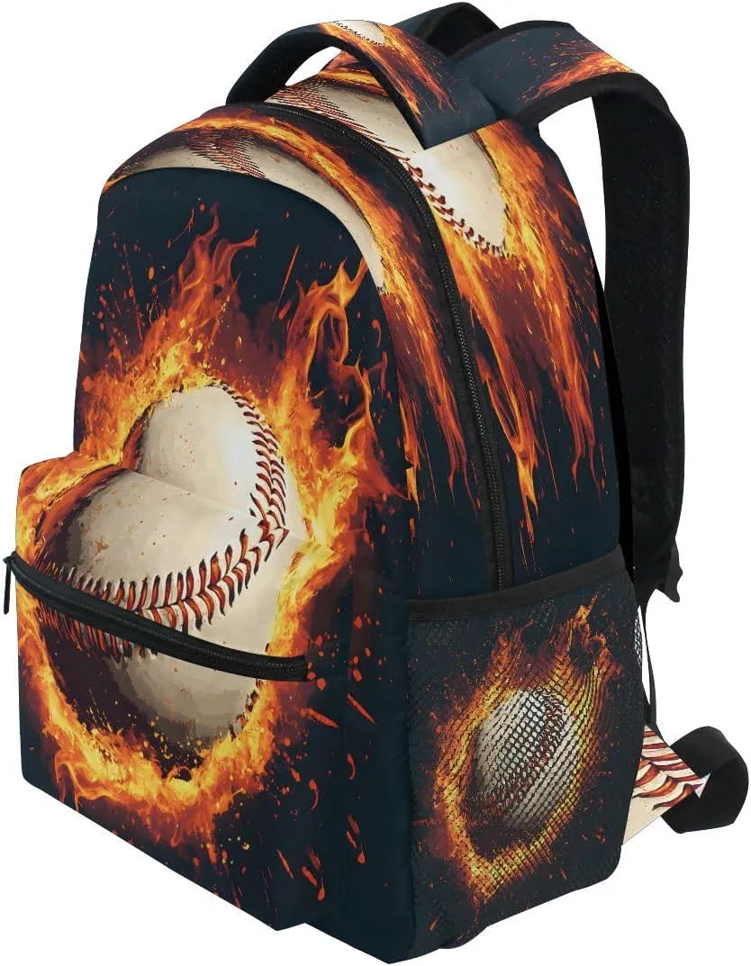 Baseball Magma Flame Kids Backpack for Boys Girls Backpacks Student Backpack Big For Elementary School Shoulder Bag Bookbag